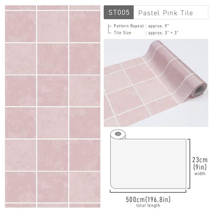 Peel and Stick Masking Tape for Furniture, Cabinets & Accent Walls – Pastel Pink Tile – Removable Japanese Fleece Fabric, Repositionable, No Residue, Water-Resistant, Made in Japan - color: ST005 : Pastel Pink Tile