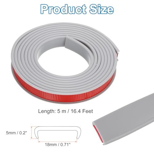 PATIKIL TPE U-Shape Edge Banding, 11/16 Inch x 16.4ft Self Adhesive Flexible Veneer Edging Trim Furniture Edge Protector for Shelf Cabinet Table Repair Restoration, Grey - size: 16.4Ft x 0.71"