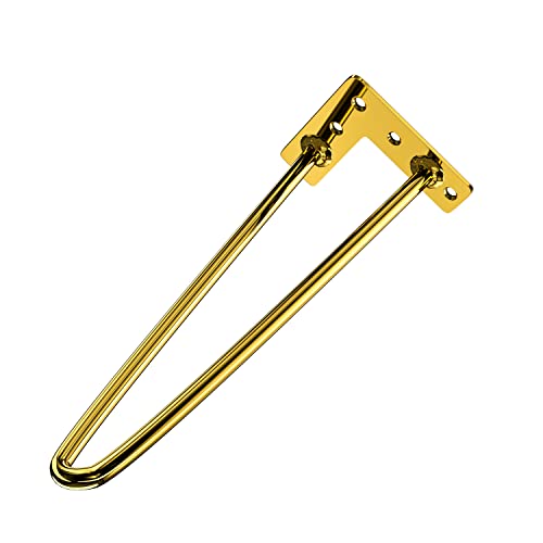 Osring 12 Inch Hairpin Legs 3/8" Dia 2 Rods, Gold Furniture Table Feet 4pcs - color: Gold, size: 12 Inch
