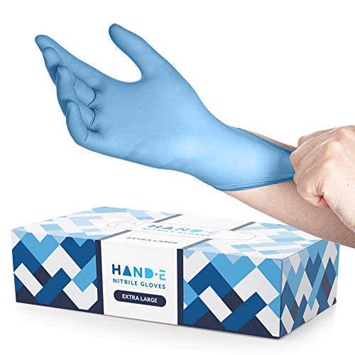 Hand-E Touch Blue Nitrile Disposable Gloves - Latex Free Medical Exam Gloves, Powder Free, Food Safe, Cooking - style: X Large