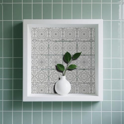 36 Pcs 4 Styles Gray and White Patten Tile Sticker Geometric Patten Wall Tile Stickers Waterproof Self Adhesive Stick on Decals for Kitchen Bathroom Wall Art 4×4 Inch - color: Gray and White Patten