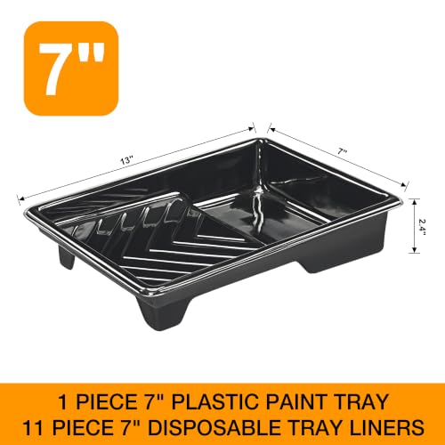 Great Andrew 12 Pack Paint Tray Liners 7Inch, 1 Paint Tray with 11 Liners - size: 12 Pack, 7 Inch