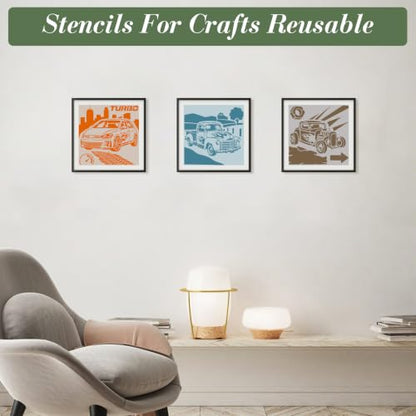 Car Stencils for Crafts Reusable 20Pcs Stencils(5.9X5.9 Inch) - color: Car