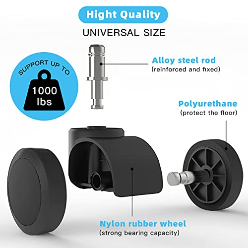 Omyoffice Replacement Office Chair Wheels 2", 1000LBS, Set of 5 - color: Black