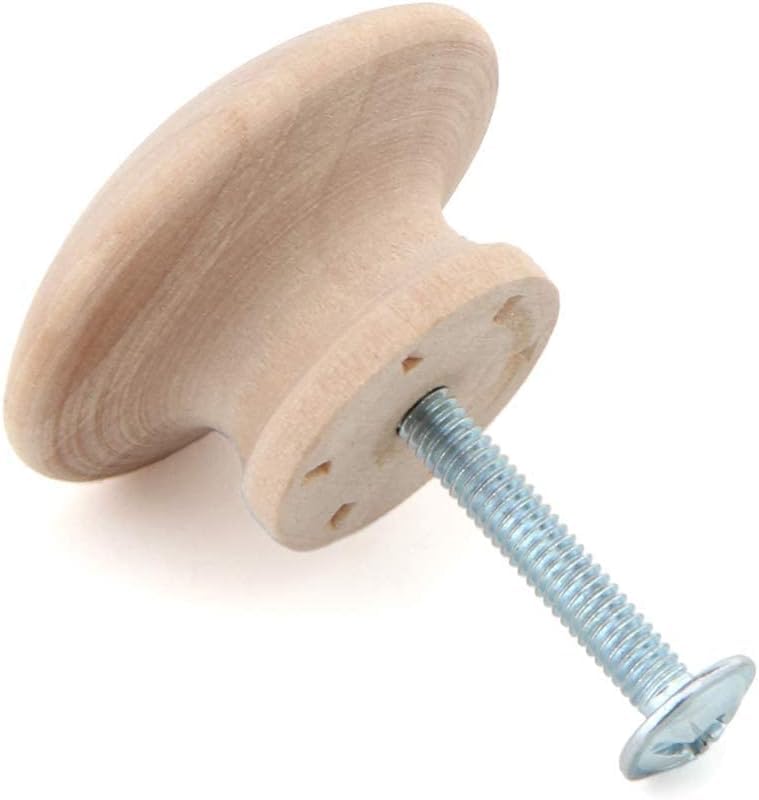 Silverline Round Wood Drawer Knob 1-1/2", Unfinished Cabinet Pulls Handles Hardware for Drawer Wardrobe Dresser, 20 Pack