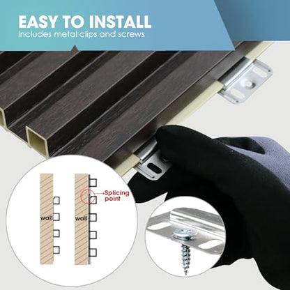 OUZUGIE WPC Acoustic Slat Wall Paneling, 8-Pack 114 x 6 Inches - color: Walnut, size: (High)114“ x 6"