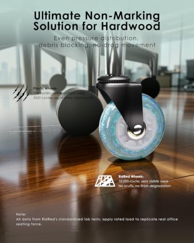 RidRed Gaming Chair Wheels - Heavy-Duty Office Chair Wheels - Replacement Rubber Casters- Universal Fit 3 Inch Chair Casters, Noise Free, Fits 98% Chair, for All Floor - color: Sparkling Sky Blue