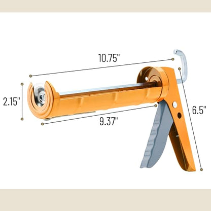 Bates- Caulking Silicone Gun, 10:1 Thrust Ratio, Hand Caulking Guns, No Drip - color: Orange & Ashen, size: 1 Pack