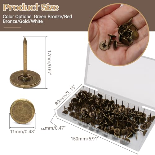 Biaungdo 150 Pcs Bronze Flat Head Upholstery Tacks with Box for Furniture - color: Bronze
