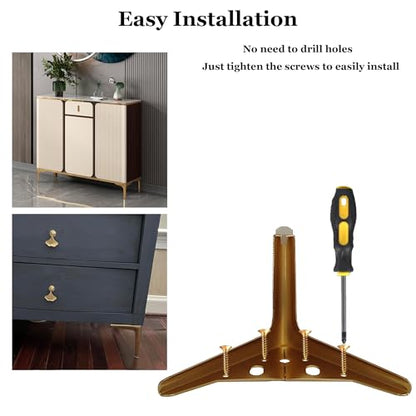 6 inch/15cm Brushed Gold Metal Furniture Legs Set of 4 - color: Brushed Gold, size: 6 inch