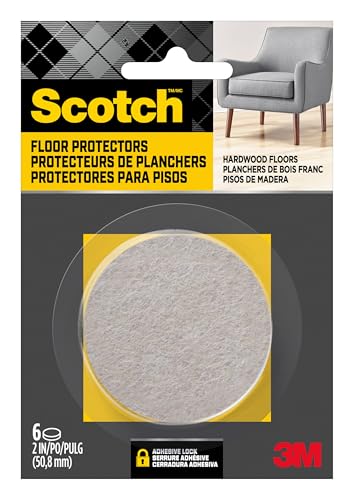 Scotch Felt Pads, 6 Pads, Circle, Beige, 2 in x 2 in - color: Beige