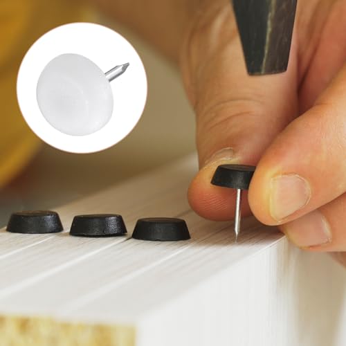 METALLIXITY Furniture Feet Nail (12mm/0.47in) 20Pcs, Plastic Round Chair Glides Sliders - for Chairs Sofa Furniture Sliders Protector Pad, White - size: 12mm/0.47in