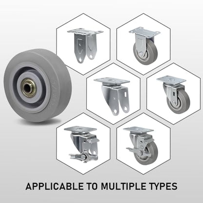 3.5 Inch Thermoplastic Rubber Caster Wheels (Set of 4) – Heavy Duty, Precision Bearing, Non-Marking, 250 lbs Load Capacity Each, Floor Protective, Ideal for Industrial Carts and Equipment - size: 3.5"×1.25"