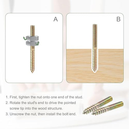 M4 Hanger Bolts, 1"(25mm) Length Double Headed Bolts Self-Tapping 4mm Screw Wood Dowel Screw Bolt Furniture Accessories - Fitting for (Wood Joint Furniture Legs) 48 Pcs - size: M4 x 25mm