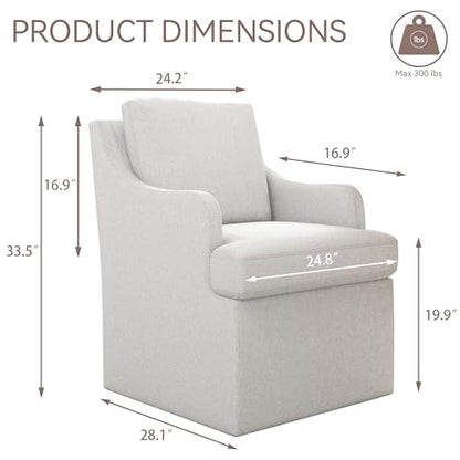 VKNOW Upholstered Dining Chairs, Dining Room Chairs with Casters - color: Light Grey, size: 1