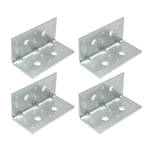 4 PCS Corner Brace, Reinforing Angle, Versatile Carbon Steel Corner Brackets, Heavy Duty Brace with Adjustable Slot Holes, 90 Degree Brackets for Wood Furniture Cabinet