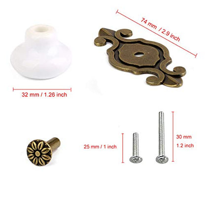 HUAMULAN 10 Pack Ceramic Knobs Leopard Dresser Cabinet Pulls with Backplate - color: A7-BaoLan-10PACK