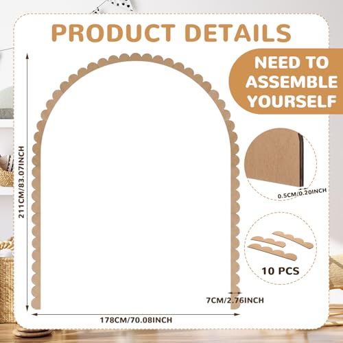 Novabright Unfinished Wood Arch Trim, 80 x 70 Inch, Scalloped - size: 80 x 70 Inch, style: Scalloped