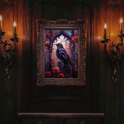 Peacoblue Gothic Crow Rub On Transfers for Furniture Craft 6"x12" - style: Gothic Crow