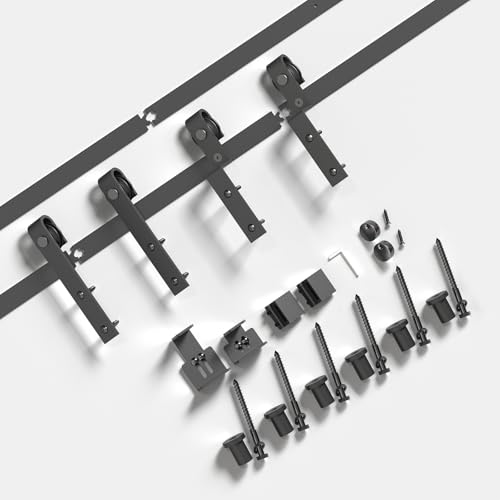 EaseLife 5 FT Mini Cabinet Bypass Sliding Barn Door Hardware Track Kit,Easy Install,Slide Smoothly Quietly,Apply for Storage Window TV Stand and Other Shielding (No Cabinet) - size: 5 feet for 2 doors