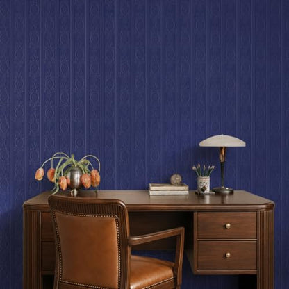 JiffDiff Navy Blue 3D Embossed Textured Peel Stick Wallpaper 17.3"x800" - color: Navy Blue, size: 17.3" x 800"