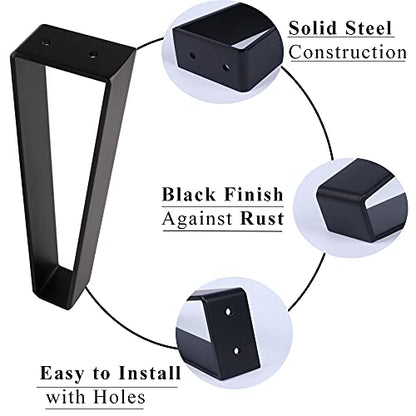 Osring 10 Inch Trapezoid Furniture Legs, Black Metal Coffee Table Feet 4pcs - color: Black, size: 10 Inch