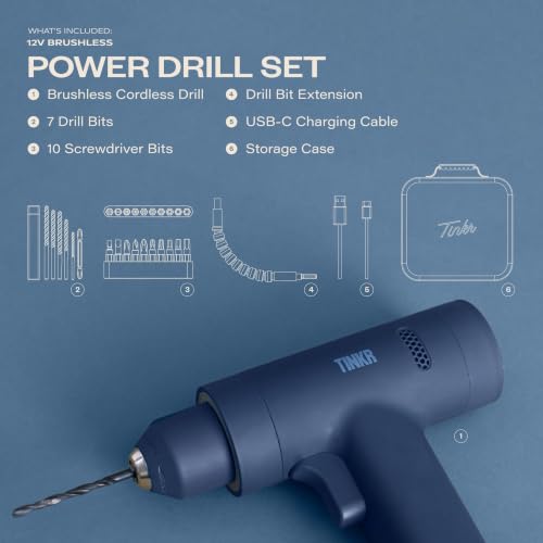 TINKR Cordless Brushless Drill 12V - Midnight Blue - color: Midnight Blue