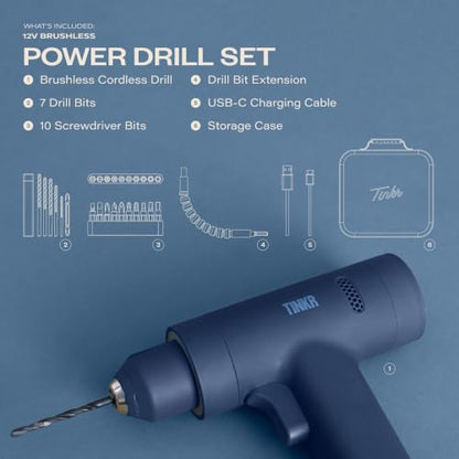 TINKR Cordless Brushless Drill 12V - Midnight Blue - color: Midnight Blue