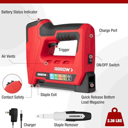 Arrow Electric Staple Gun, 5 in 1 Cordless Stapler with 3000Pcs Staples