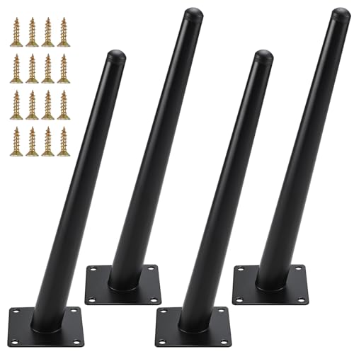 RealPlus 12 Inch Furniture Legs, Heavy Duty Metal Replacement Legs for Chairs Sofas Cabinets Cupboard Couch and DIY Projects, Mid-Century Style - size: 12 Inch