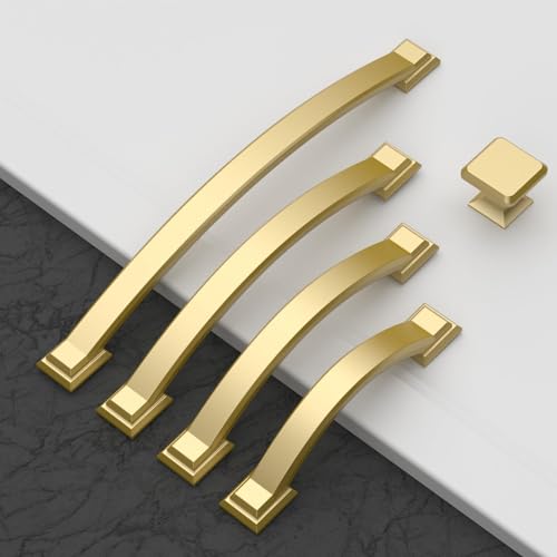 Amerdeco 10 Pack Brushed Gold Cabinet Pulls 7.5" - color: Brushed Gold, size: 7.5" hole center