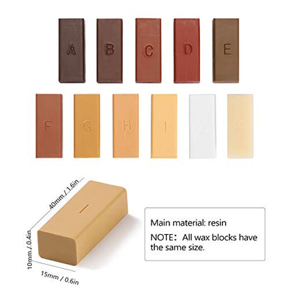 FLEXMAN Hardwood Floor Repair Kit, 11Pcs Wax Block Floor Furniture Cracks Repair Kit Repairing Scratches Tool with Storage Box for Worktops, Furniture, Cabinets, Timbers (Only Consumable)