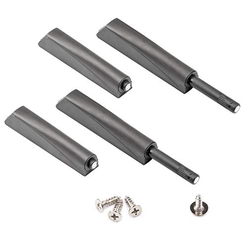 MLKING Magnetic Push Open Latches for Cabinets & Drawers - 4 Pack Dark Grey Recessed Cabinet Doors Touch Release Latches - color: dark grey 4 pack