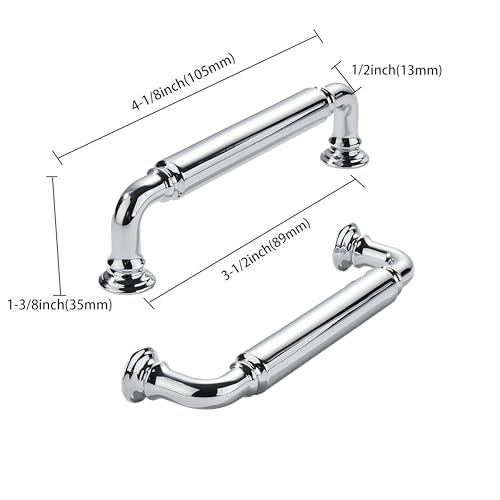 khtumeware 2-Pack Polished Chrome Heavy-Duty Solid Cabinet Pulls, 3-1/2 Inch (89mm) Hole Center, Drawer Pulls, Cabinet Hardware, Suitable for Kitchen Cabinets, Bathrooms and Dressers - color: Polished Chrome, size: 3-1/2 Inch(89mm)Hole Center