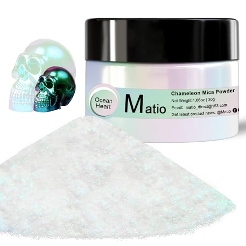 Matio Chameleon Mica Powder, 1.06oz/ 30g Ocean Heart White Chrome Powder - color: W-Ocean Heart