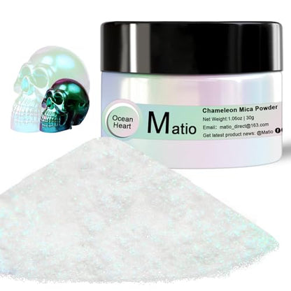 Matio Chameleon Mica Powder, 1.06oz/ 30g Ocean Heart White Chrome Powder - color: W-Ocean Heart
