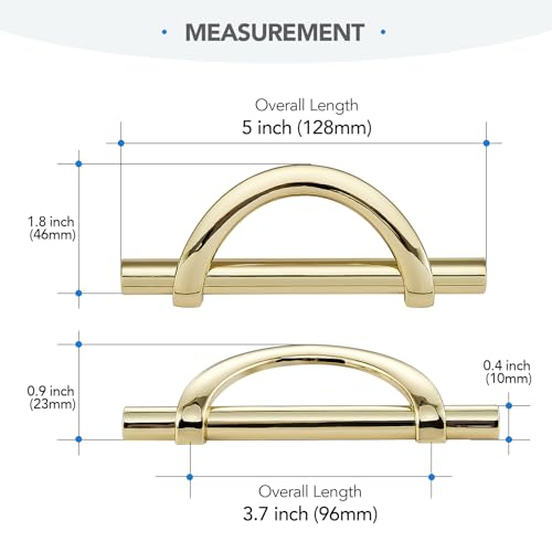 HOME EDIT Polished Brass Cabinet Pulls Curved, 3-3/4 Inch/96 mm, 10 Pack - color: Gold, size: 3-3/4 Inch Hole Center