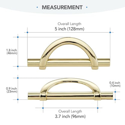 HOME EDIT Polished Brass Cabinet Pulls Curved, 3-3/4 Inch/96 mm, 10 Pack - color: Gold, size: 3-3/4 Inch Hole Center