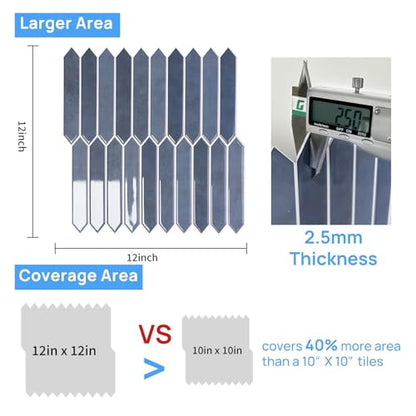 10-Sheet Peel and Stick Backsplash Tile, Self-Adhesive Blue Long Hexagon Wall Tiles, Stick on Backsplash for Kitchen, Bathroom, Fireplace, RV, Thicker Design(12"×12"). - color: Blue