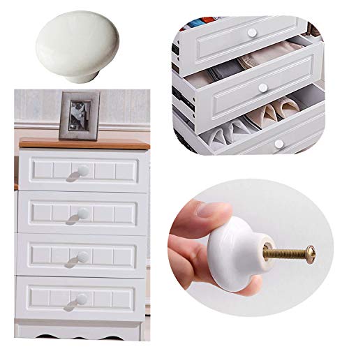 14 Packs White Ceramic Knobs Round Mushroom Cabinet Dresser - color: White