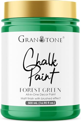 GRANOTONE Chalk Paint for Furniture, Matt-Finish Water-Based Acrylic Paint for Wood, Walls, Metal, Glass, Paper, Fabric Canvas, Maximum Coverage Chalk Paint for Kids & Adults, 500 Ml (FOREST GREEN) - color: FOREST GREEN, size: 16 Fl Oz
