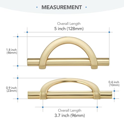 HOME EDIT Brushed Gold Cabinet Pulls Curved, 3-3/4 Inch/96 mm, 10 Pack - color: Brushed Brass, size: 3-3/4 Inch Hole Center