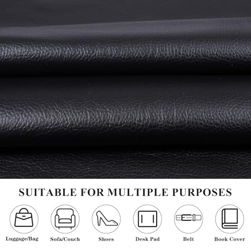 Faux Leather 0.7mm Upholstery Fabric by the Yard 55x72 Inch Black - color: Black, size: Pre Cut 2 Yard