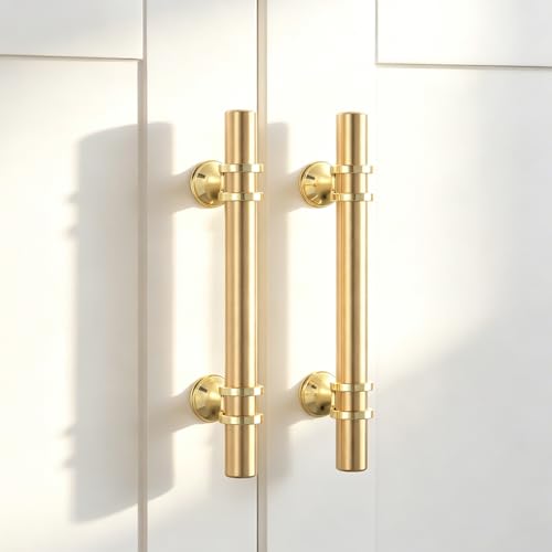 Rergy 10 Pack 4 Inch Hole Center Gold Handles for Cabinets Kitchen Pulls - color: Gold, size: 4-1/16in Hole Center(102mm)