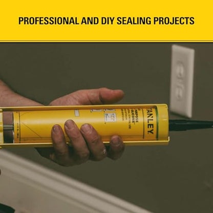 Stanley S421 RTV Silicone Caulk Clear (1 x 10.1 fl.oz.) - 100% Waterproof Industrial-Grade Silicone for Kitchen, Bathroom, Shower, Window, Door, Indoor & Outdoor Use - size: 1 Pack