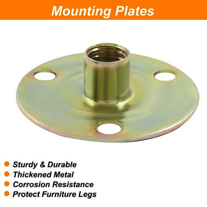Biaungdo Furniture Leg Mounting Plates, 4 Sets, 5/16 x 37 x 2.5mm