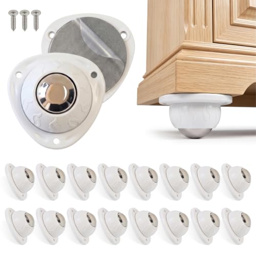 Heavy Duty Self Adhesive Furniture Casters 16 Pack Stick-On Swivel Wheels - color: White-16
