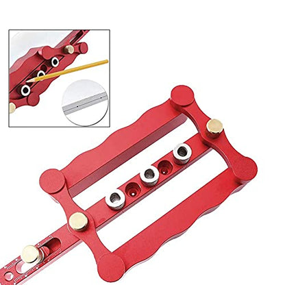 Self Centering Dowel Jig with 1/4" 5/16" 3/8" Positioner Locator - color: Red