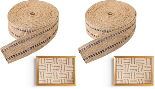 Craft Jute Webbing Tape | 10 Yards Roll Natural Burlap with Red Stitching for Upholstery, Crafts, Chairs (Black and Brown, 2" x 10 Yards) (Pack of 2) - color: Black and Brown, size: 2" x 10 Yards (Pack of 2)