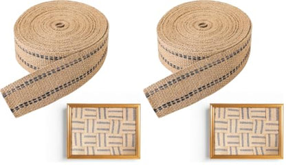 Craft Jute Webbing Tape | 10 Yards Roll Natural Burlap with Red Stitching for Upholstery, Crafts, Chairs (Black and Brown, 2" x 10 Yards) (Pack of 2) - color: Black and Brown, size: 2" x 10 Yards (Pack of 2)